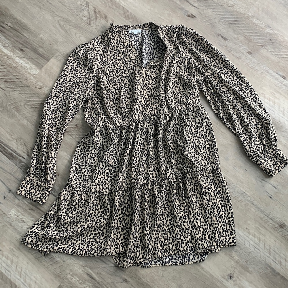 A-line dress.  Cute animal print.